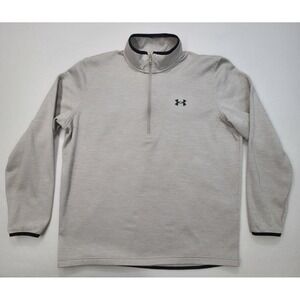 Under Armour‎ Pullover Mens L 1/4 Zip Beige Black Sweater Jacket Golf Coldgear